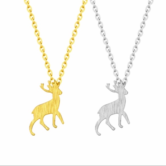 STAINLESS STEEL Gold or silver deer necklace - Picture 2 of 5